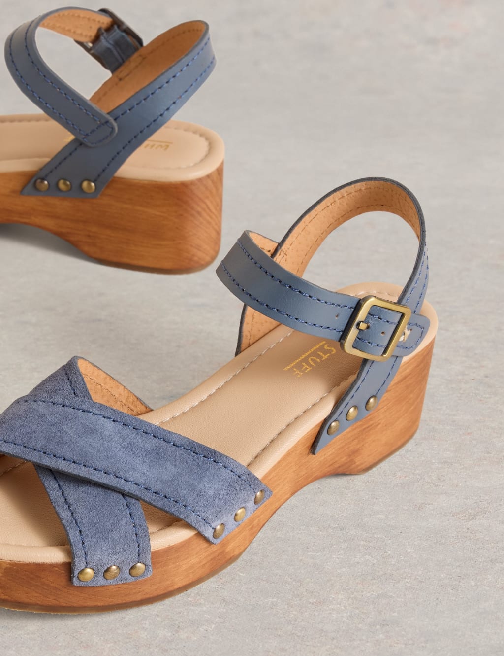 Suede Ankle Strap Block Heel Clogs 4 of 4