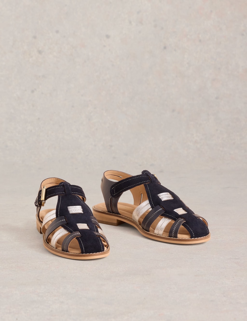 Leather Ankle Strap Flat Fisherman Sandals 2 of 4