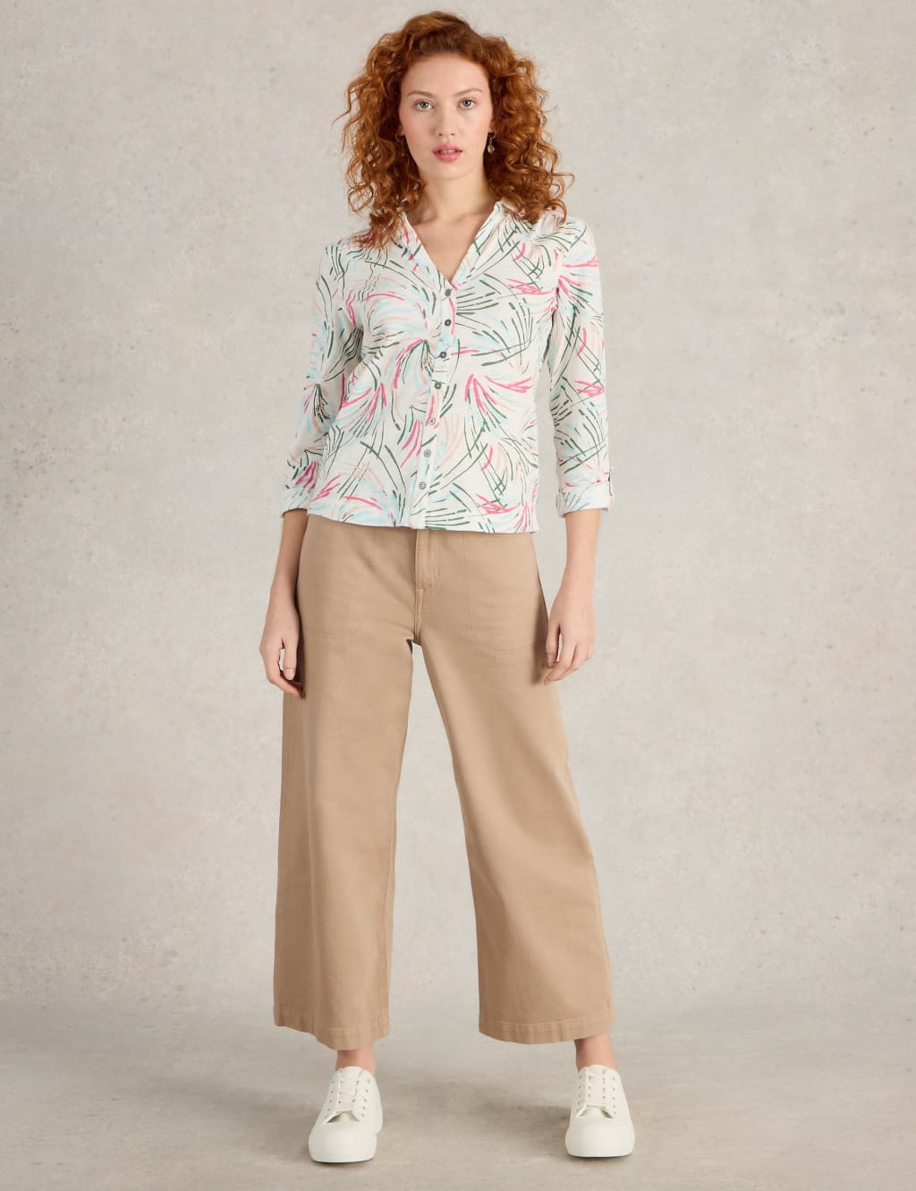 Jersey Printed Collared V-Neck Shirt 3 of 6