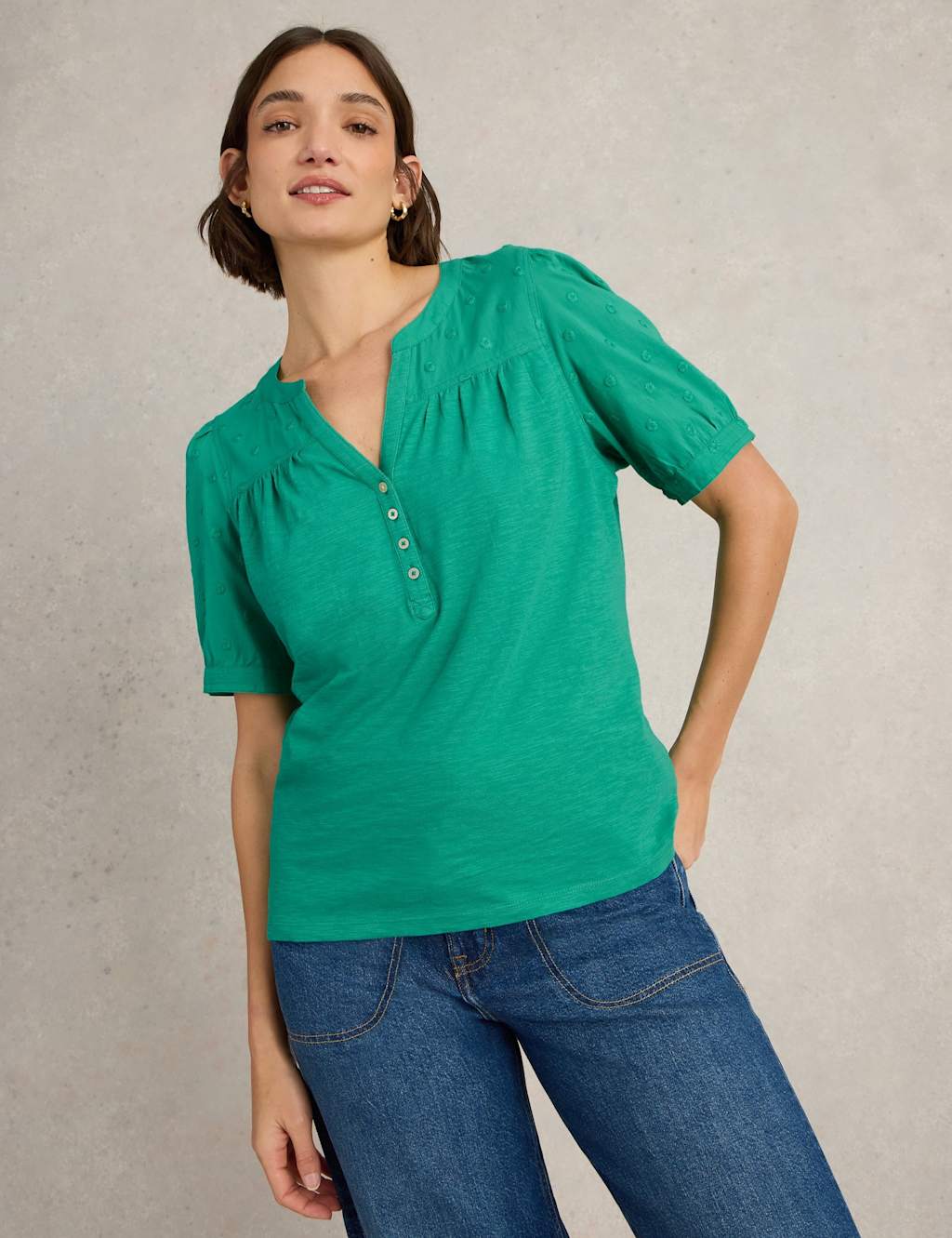 Pure Cotton Broderie V-Neck Top 6 of 7