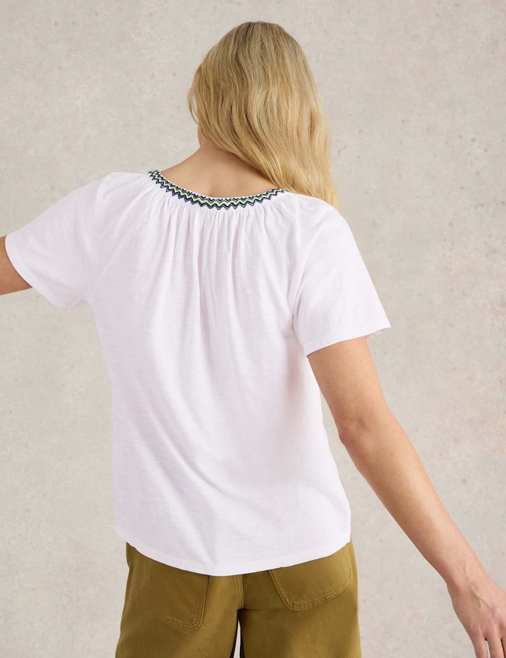Pure Cotton Embroidered V-Neck Top 4 of 6