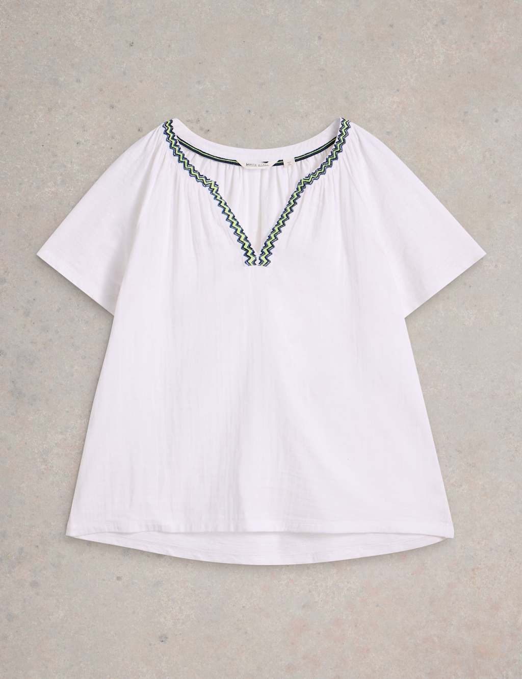 Pure Cotton Embroidered V-Neck Top 2 of 6