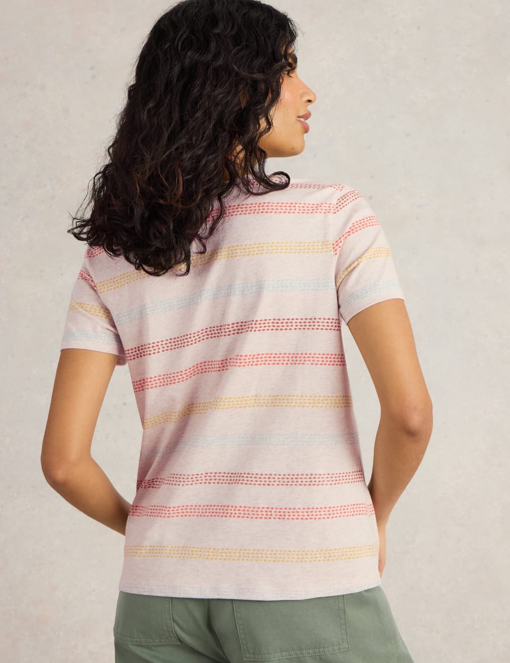 Pure Cotton Striped Scoop Neck T-Shirt 4 of 6