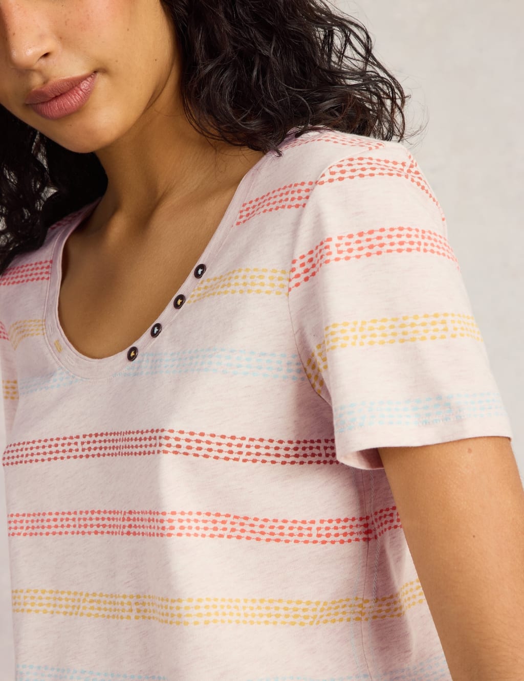 Pure Cotton Striped Scoop Neck T-Shirt 5 of 6