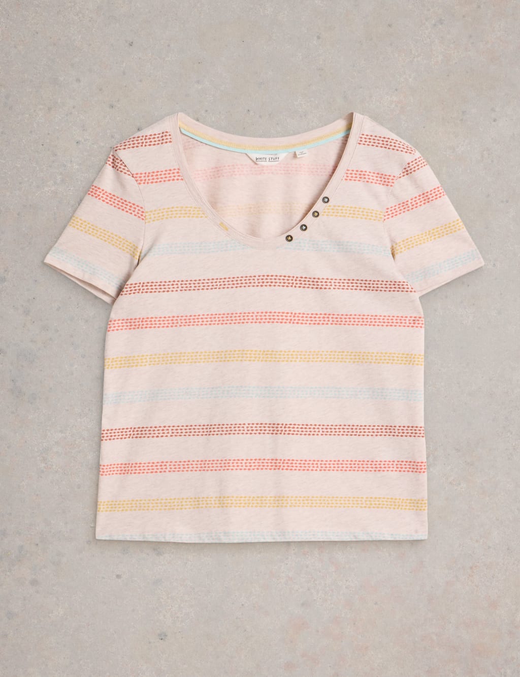 Pure Cotton Striped Scoop Neck T-Shirt 2 of 6
