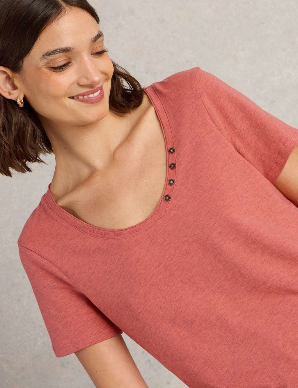 Cotton Rich Scoop Neck T-Shirt 6 of 7