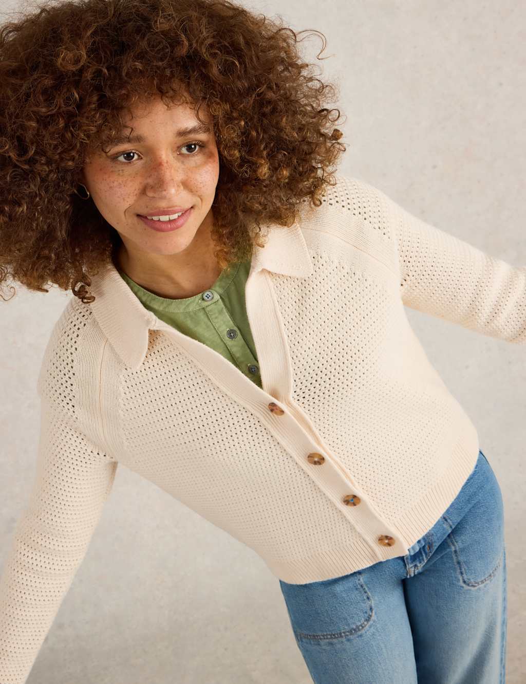 Pure Cotton Collared Button Front Cardigan 1 of 6
