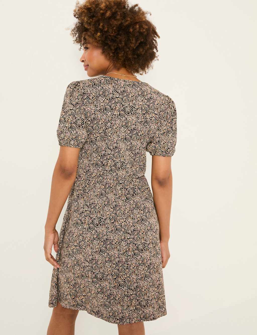 Cotton Rich Printed V-Neck Waisted Dress 5 of 6