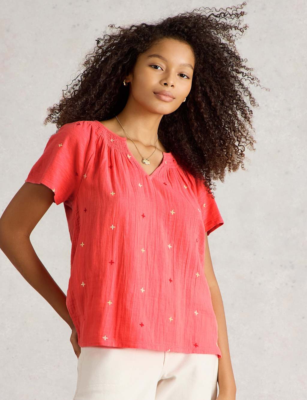 Pure Cotton Embroidered Top 5 of 6