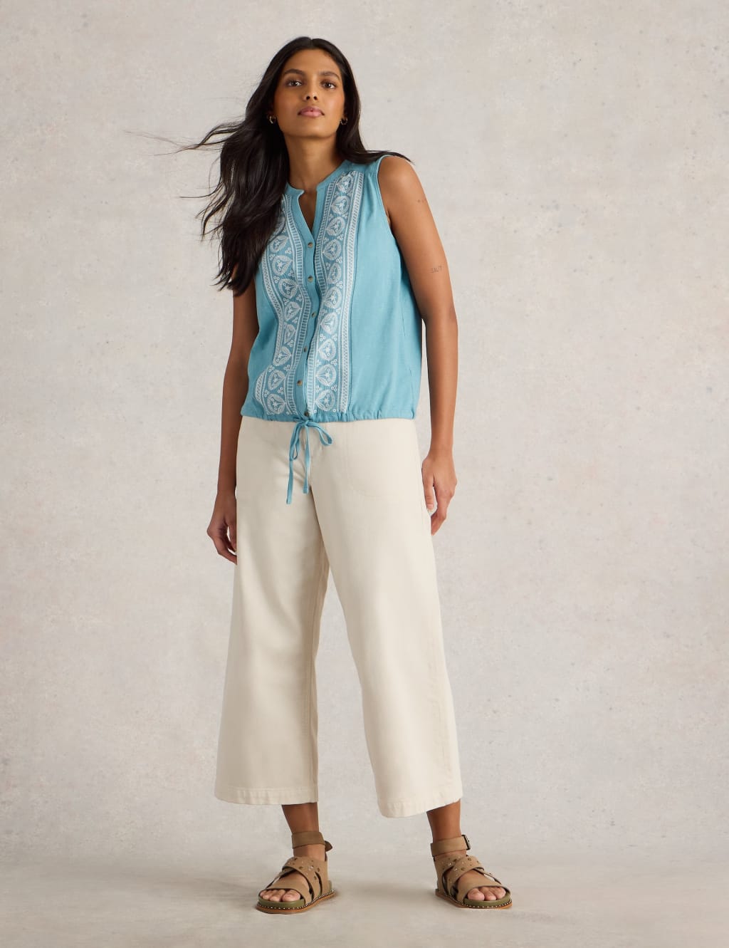 Pure Cotton Embroidered V-Neck Top 3 of 6