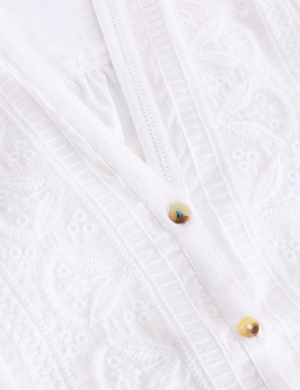 Pure Cotton Embroidered V-Neck Top 6 of 6