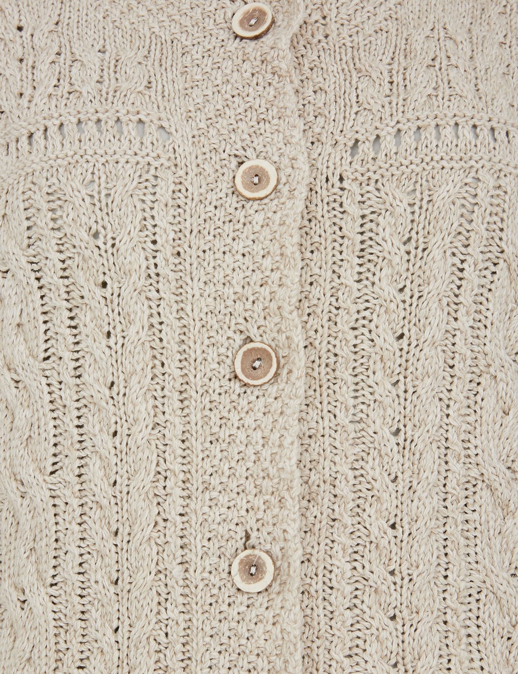 Cotton Rich Cable Knit Cardigan with Linen 4 of 4