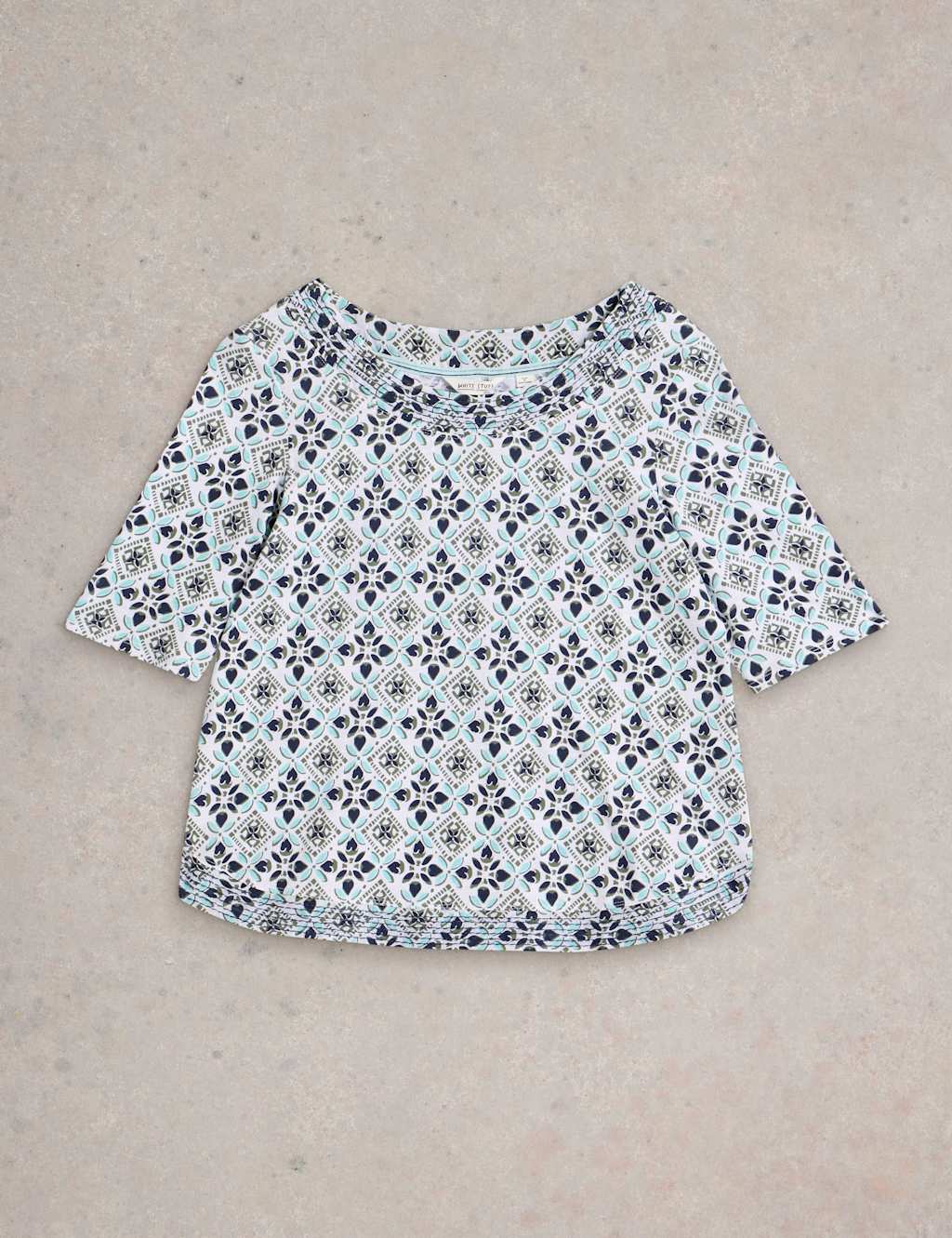 Pure Cotton Printed Scoop Neck T-Shirt 2 of 6