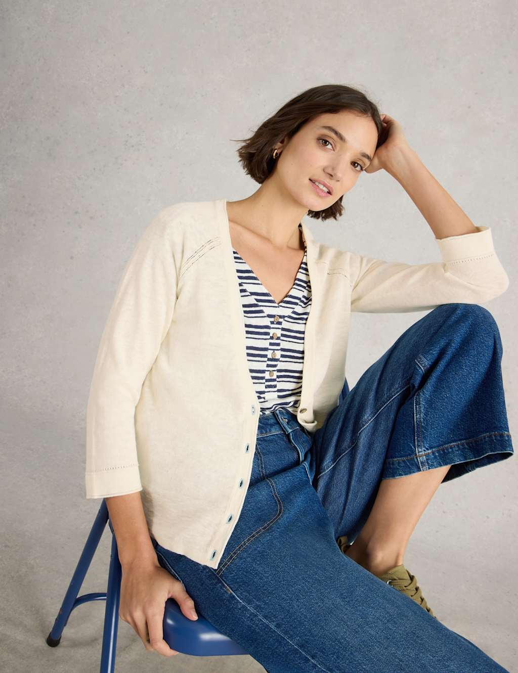 Cotton Rich V-Neck Cardigan 1 of 6