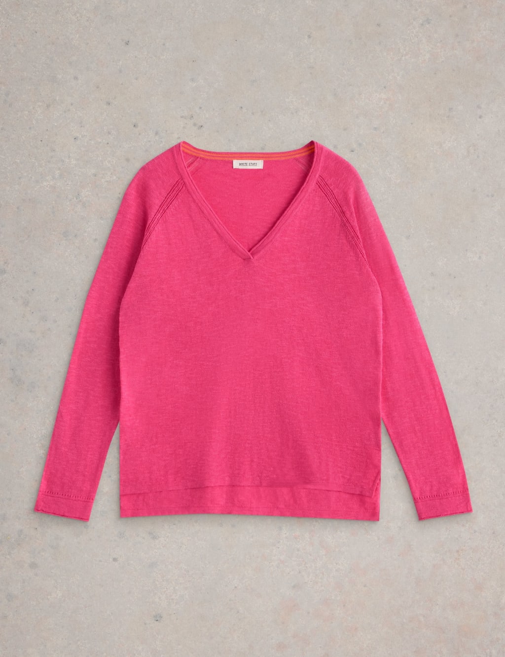 Cotton Rich V-Neck Jumper With Linen 2 of 6