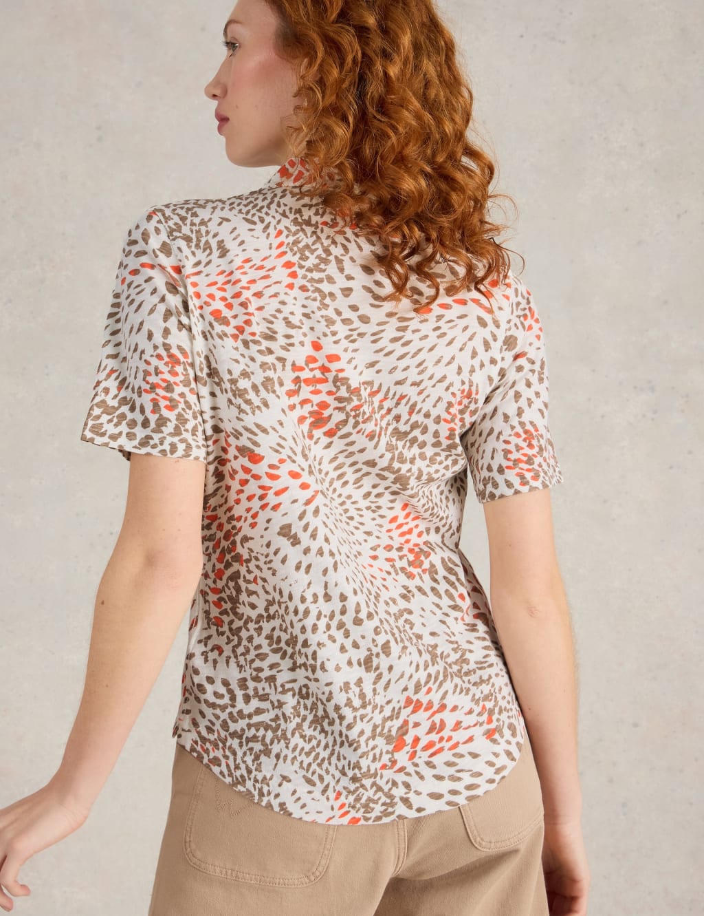 Pure Cotton Jersey Printed V-Neck Shirt 4 of 6