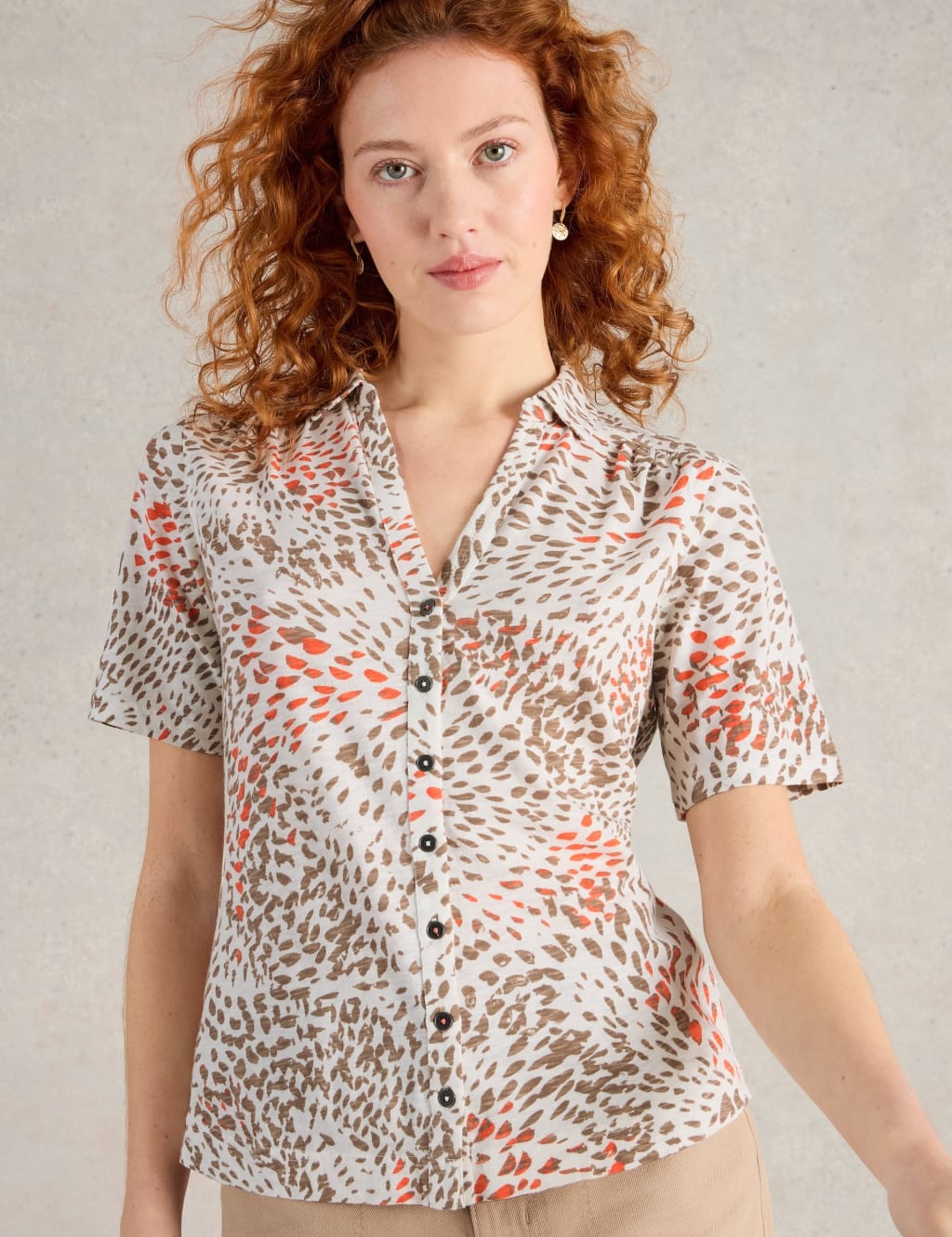 Pure Cotton Jersey Printed V-Neck Shirt 5 of 6