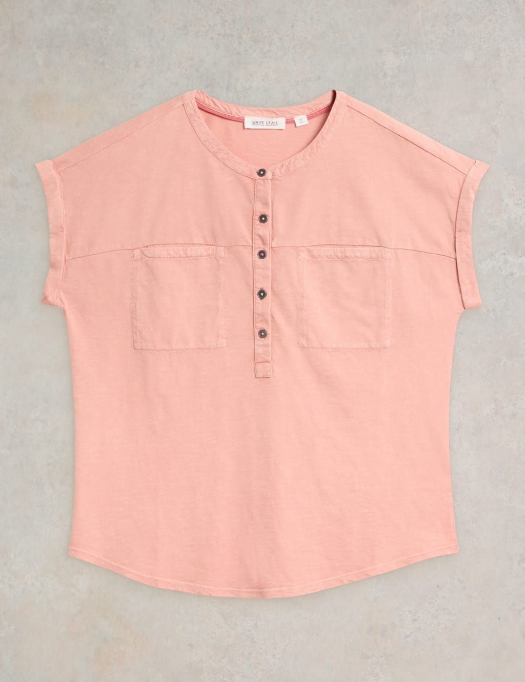 Pure Cotton Crew Neck Button Detail Shirt 2 of 6