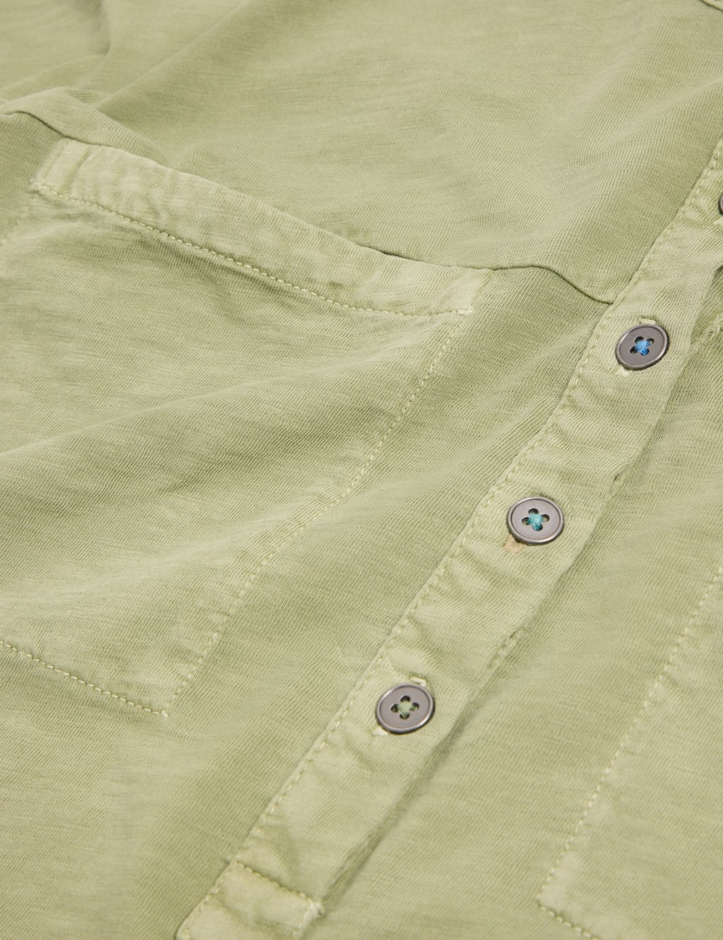 Pure Cotton Crew Neck Button Detail Shirt 6 of 6