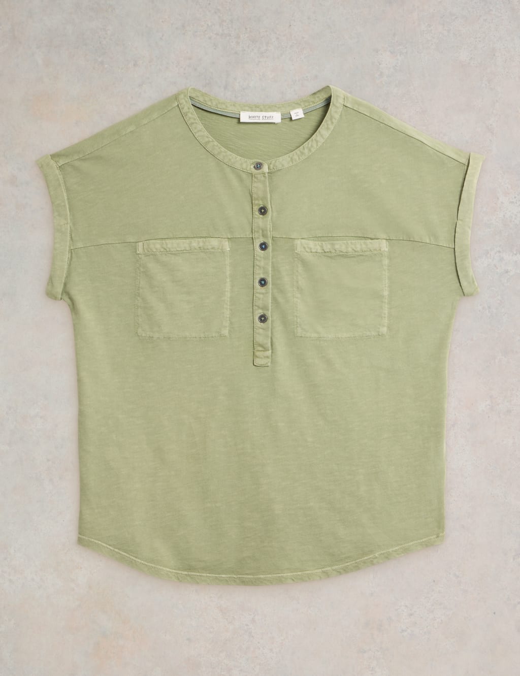 Pure Cotton Crew Neck Button Detail Shirt 2 of 6
