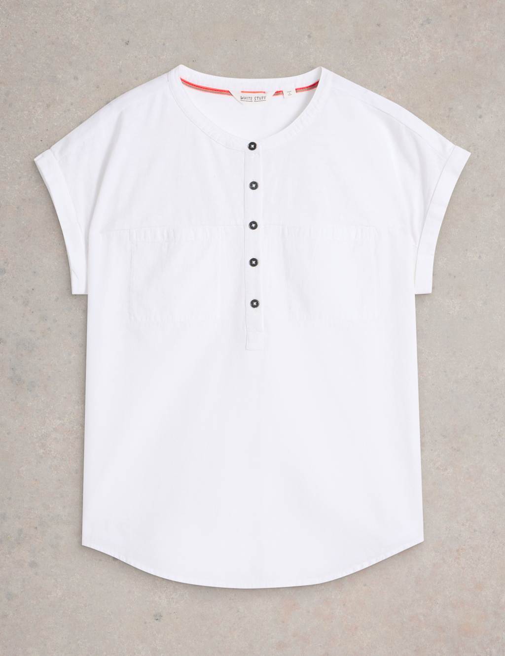 Pure Cotton Crew Neck Button Detail Shirt 2 of 6