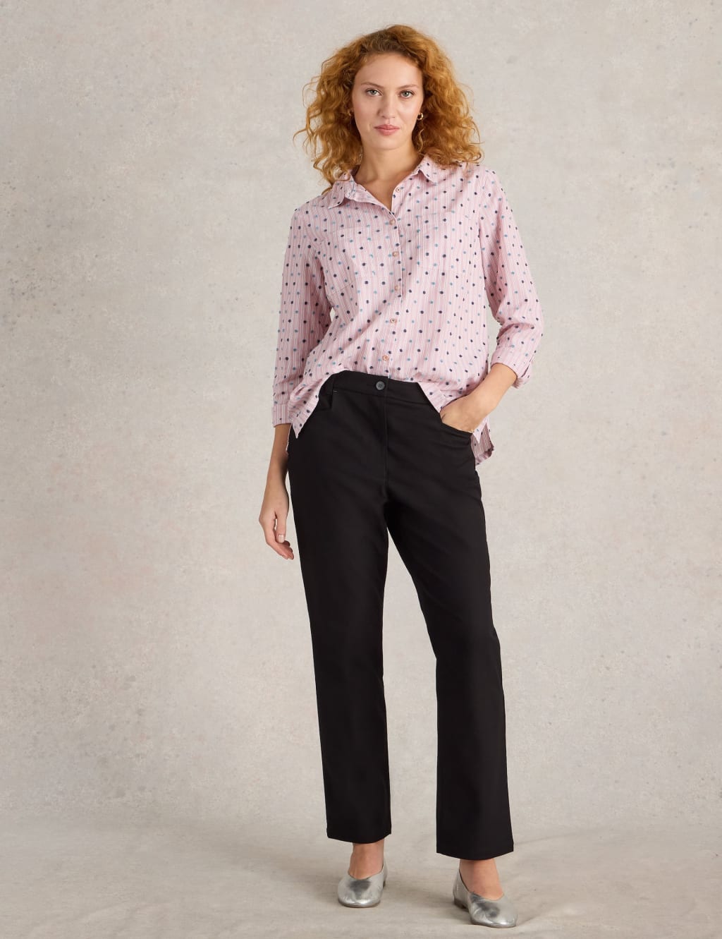 Cotton Rich Stretch Ankle Grazer Trousers 3 of 6