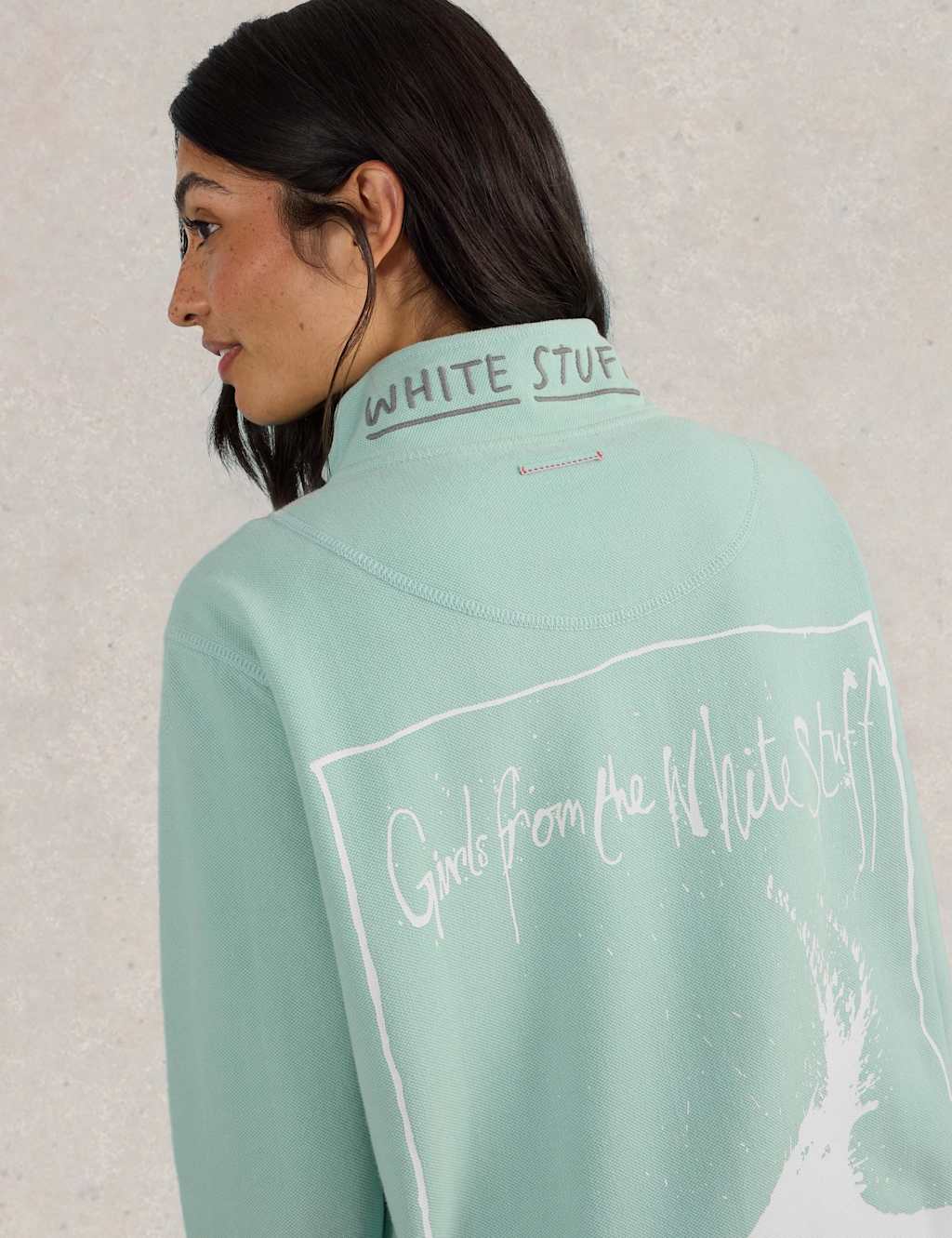 Pure Cotton Funnel Neck Half Zip Sweatshirt 4 of 7