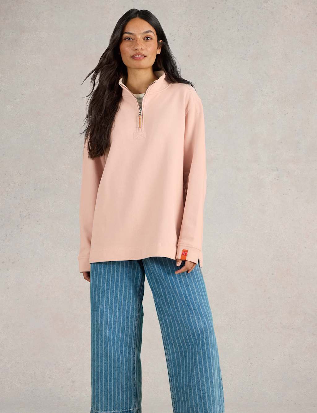 Pure Cotton Funnel Neck Half Zip Sweatshirt 3 of 7