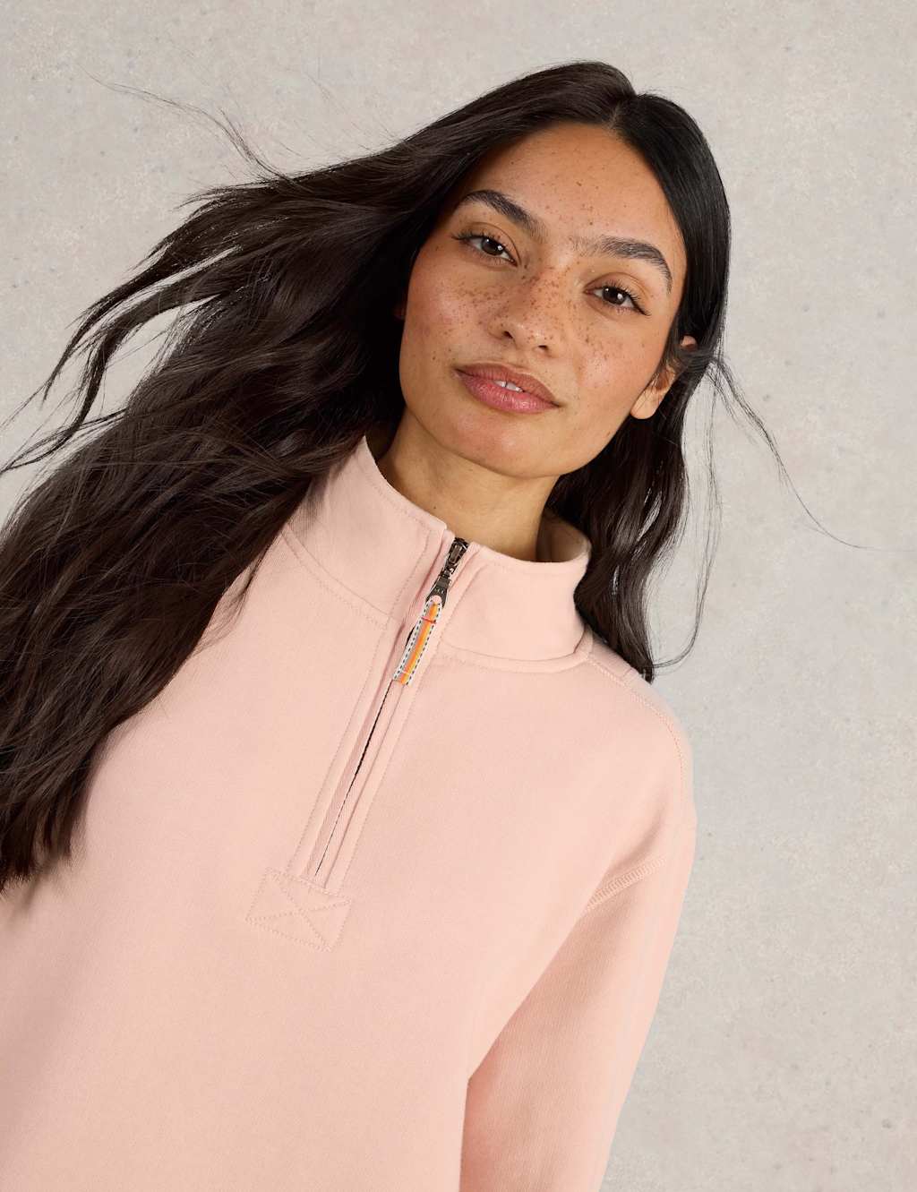 Pure Cotton Funnel Neck Half Zip Sweatshirt 5 of 7