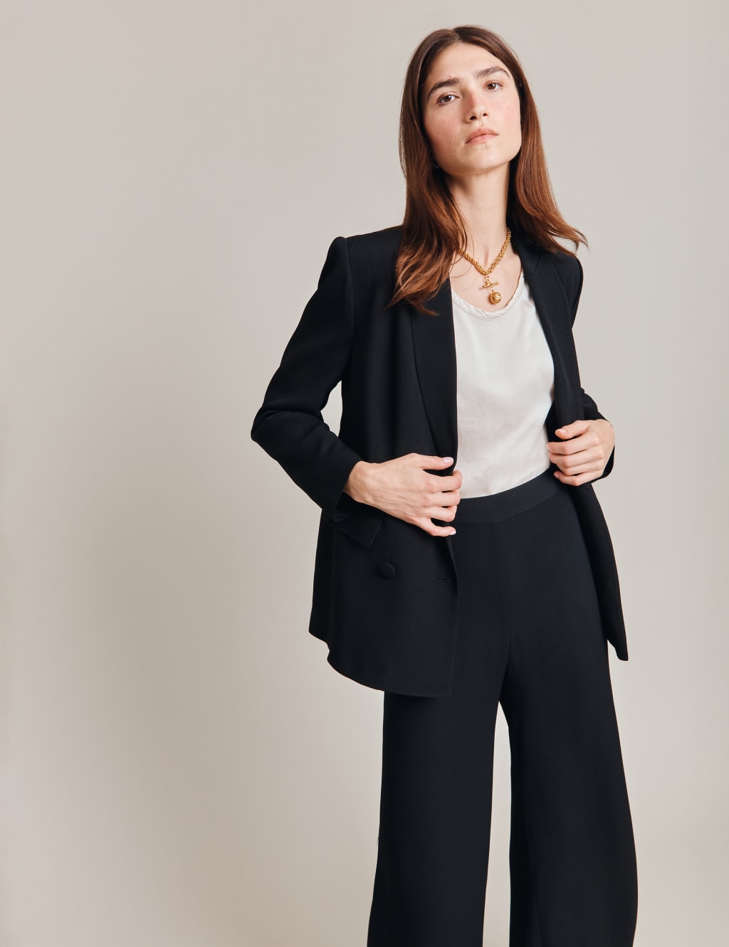 Side zip wide leg trousers clearance