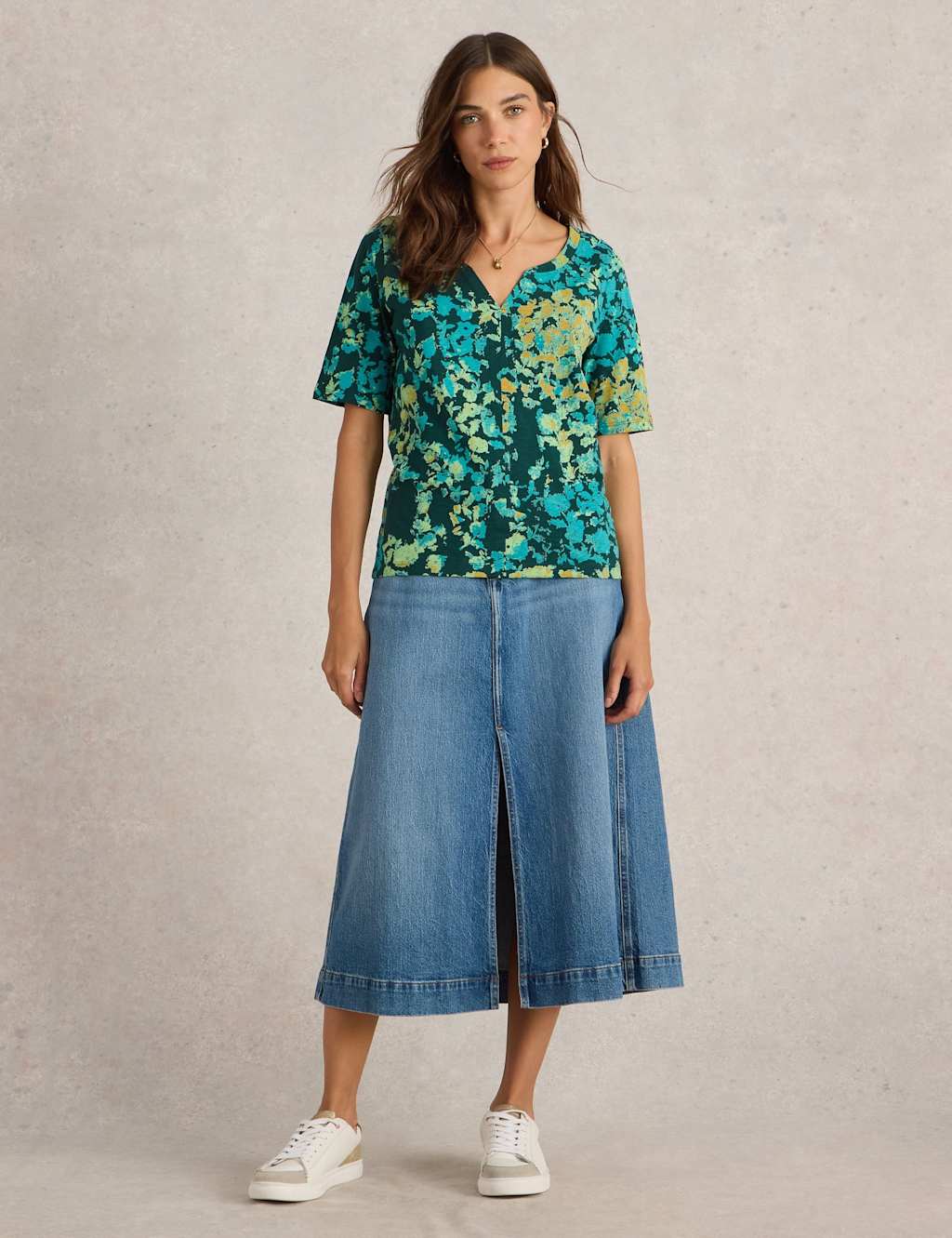 Pure Cotton Printed Notch Neck T-Shirt 3 of 6