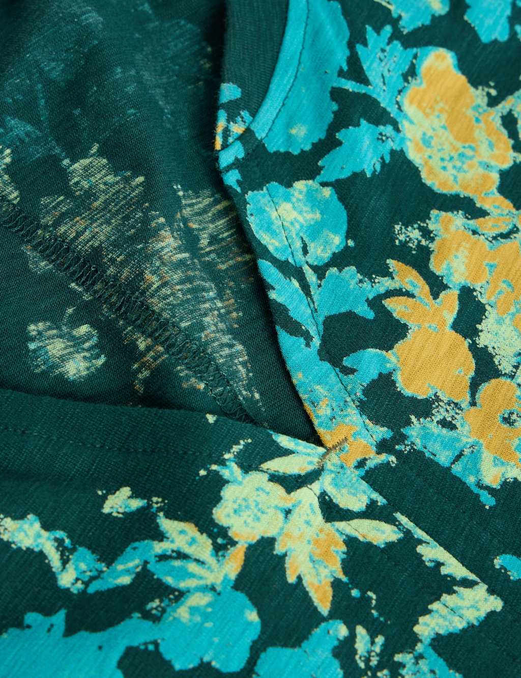 Pure Cotton Printed Notch Neck T-Shirt 6 of 6