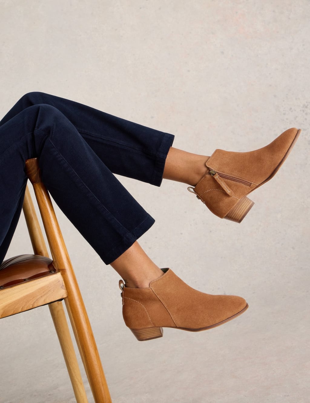 Wide Fit Suede Block Heel Ankle Boots White Stuff M S