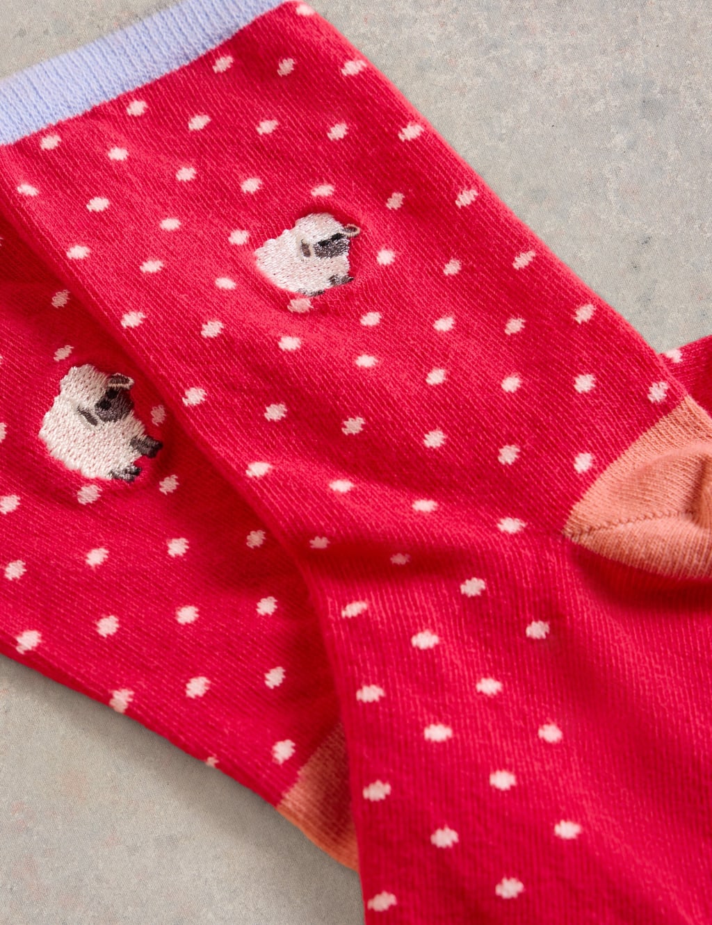 Cotton Rich Embroidered Sheep Polka Dot Socks 2 of 2