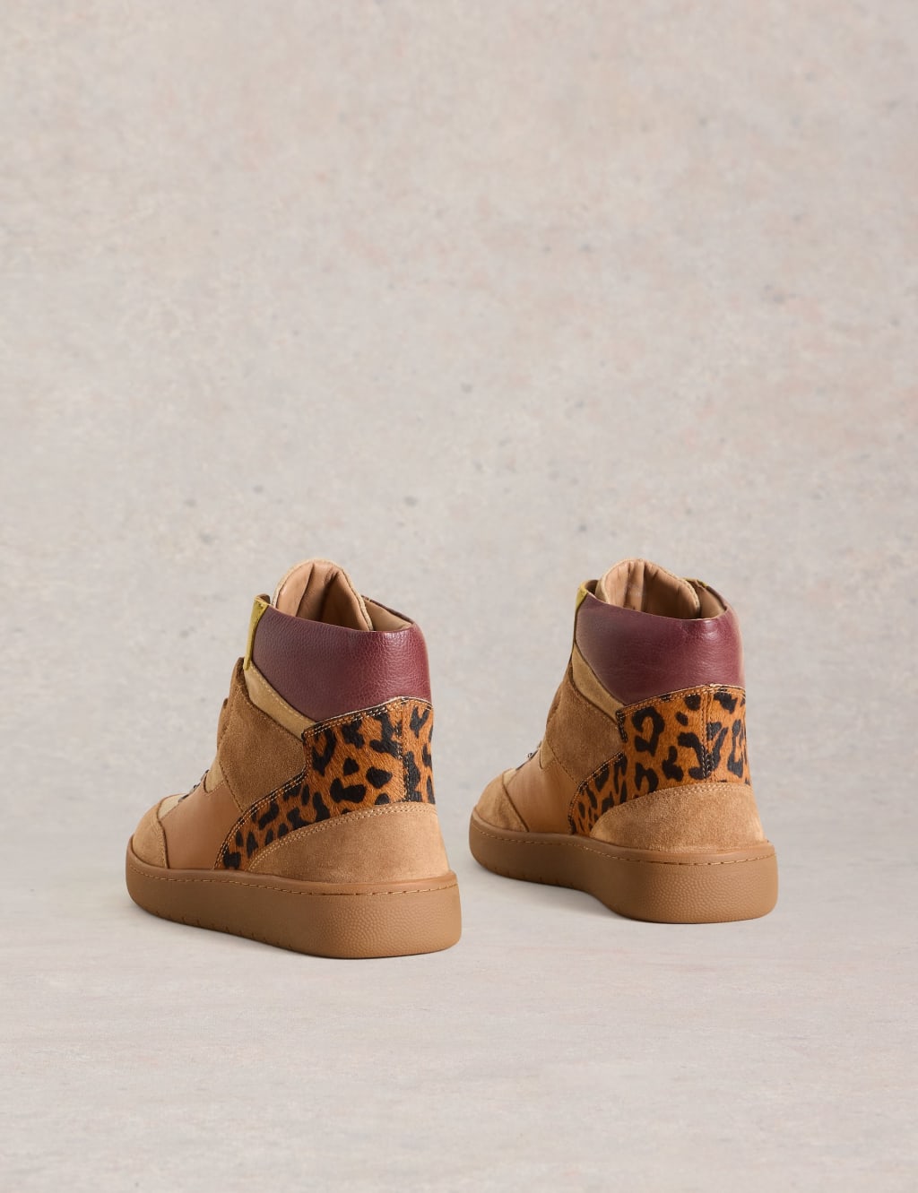 Leather Leopard Print High Top Trainers White Stuff M S