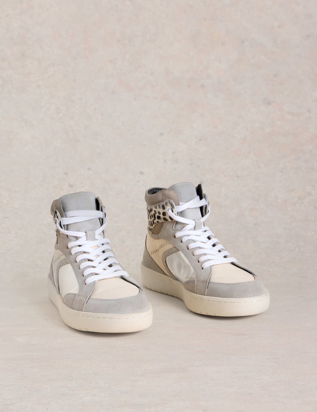 Leather Lace Up Flatform High Top Trainers White Stuff M S