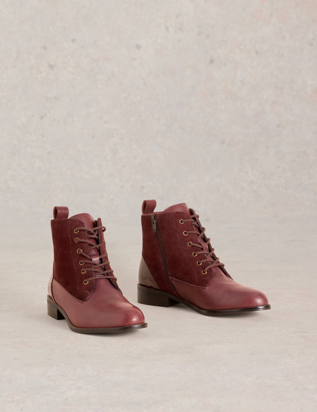 Leather Lace Up Block Heel Ankle Boots 2 of 4