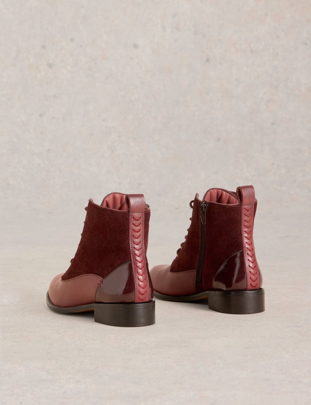 Leather Lace Up Block Heel Ankle Boots 3 of 4