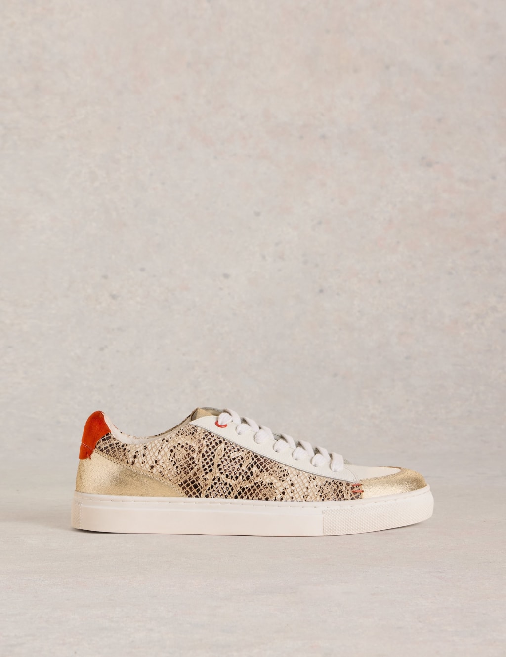 Leather Animal Print Metallic Trainers White Stuff M S