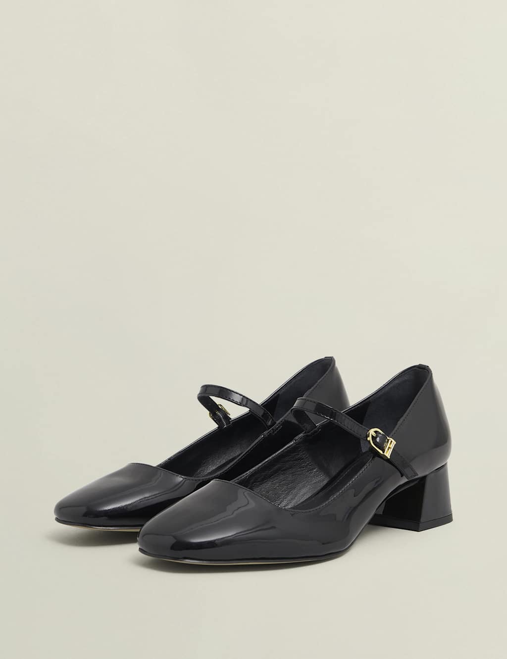 Leather Block Heel Court Shoes 2 of 5