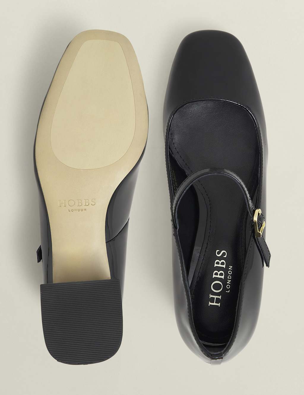 Leather Block Heel Court Shoes 3 of 5