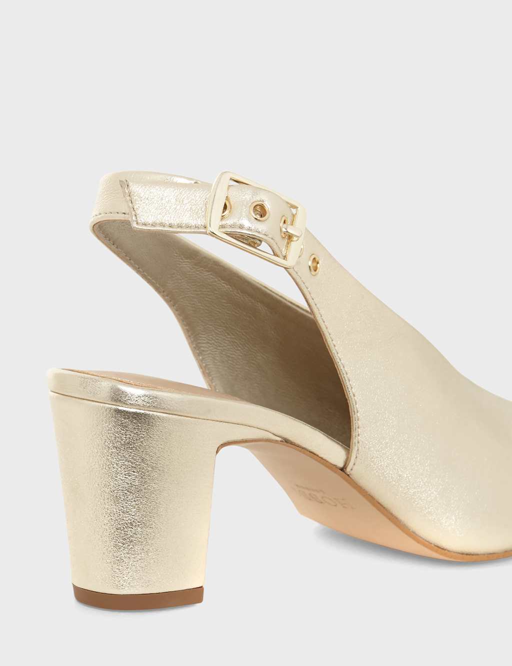 Leather Metallic Block Heel Open Toe Sandals 4 of 9