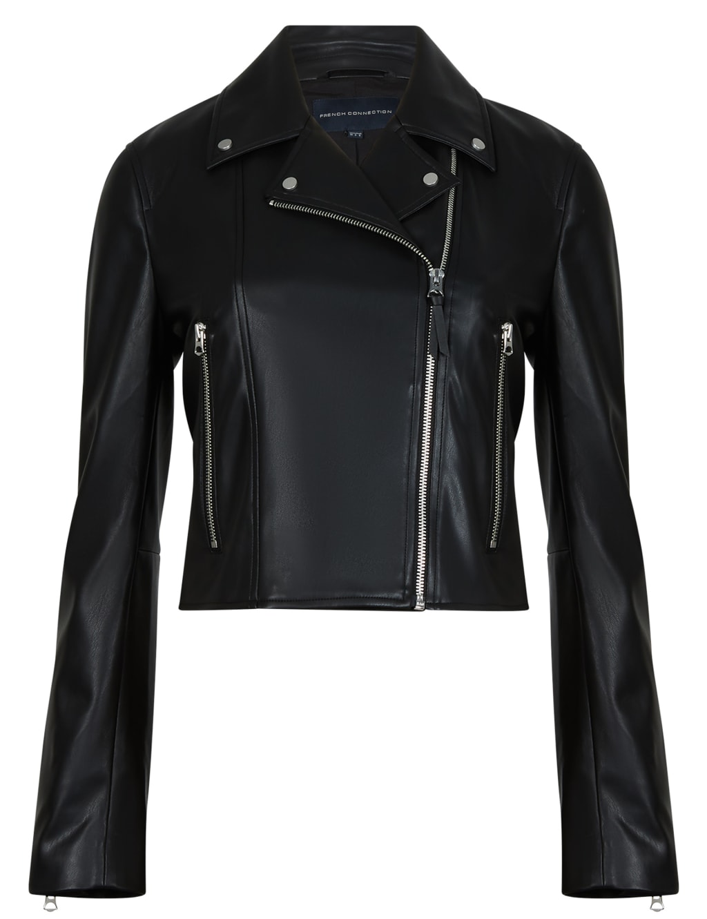 Faux Leather Cropped Biker Jacket French Connection M S