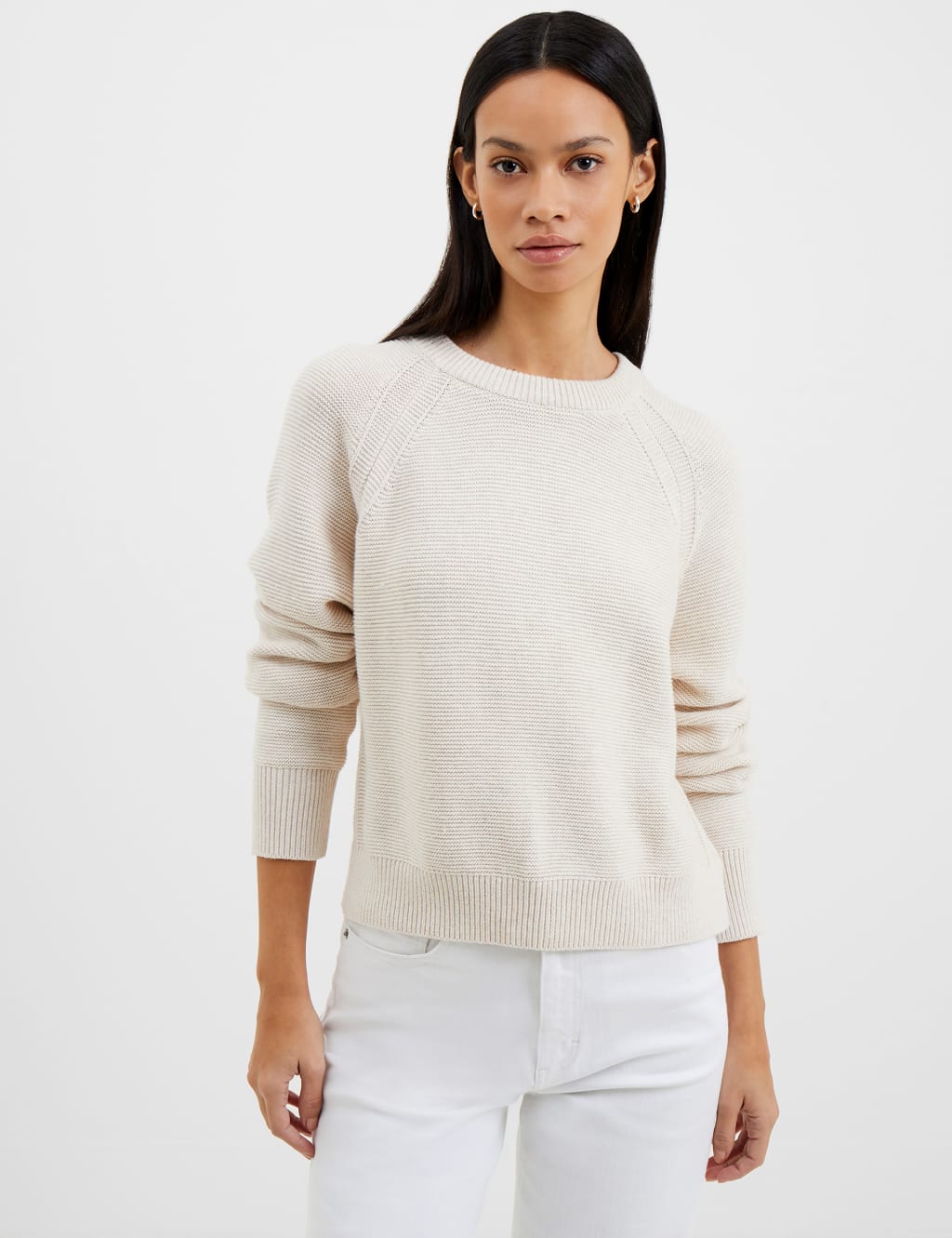 Pure Cotton Textured Round Neck Jumper 1 of 3
