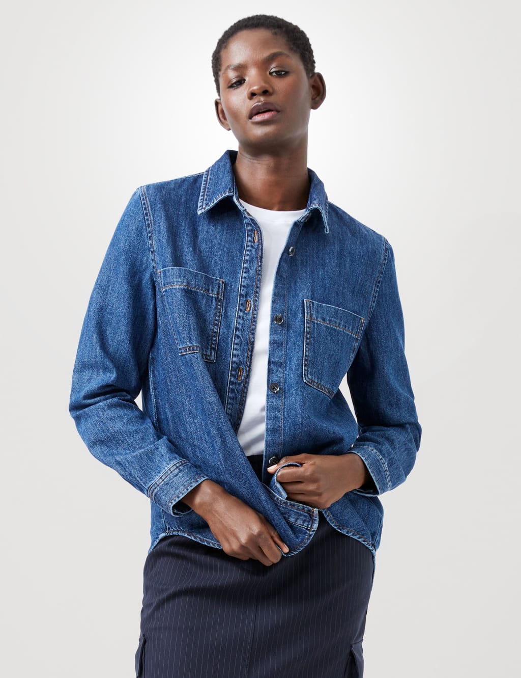 Denim Collared Relaxed Shirt 1 of 4