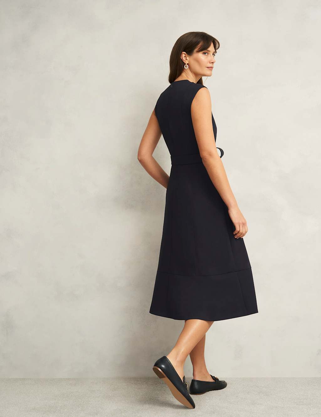 V-Neck Belted Midi Skater Dress 4 of 7