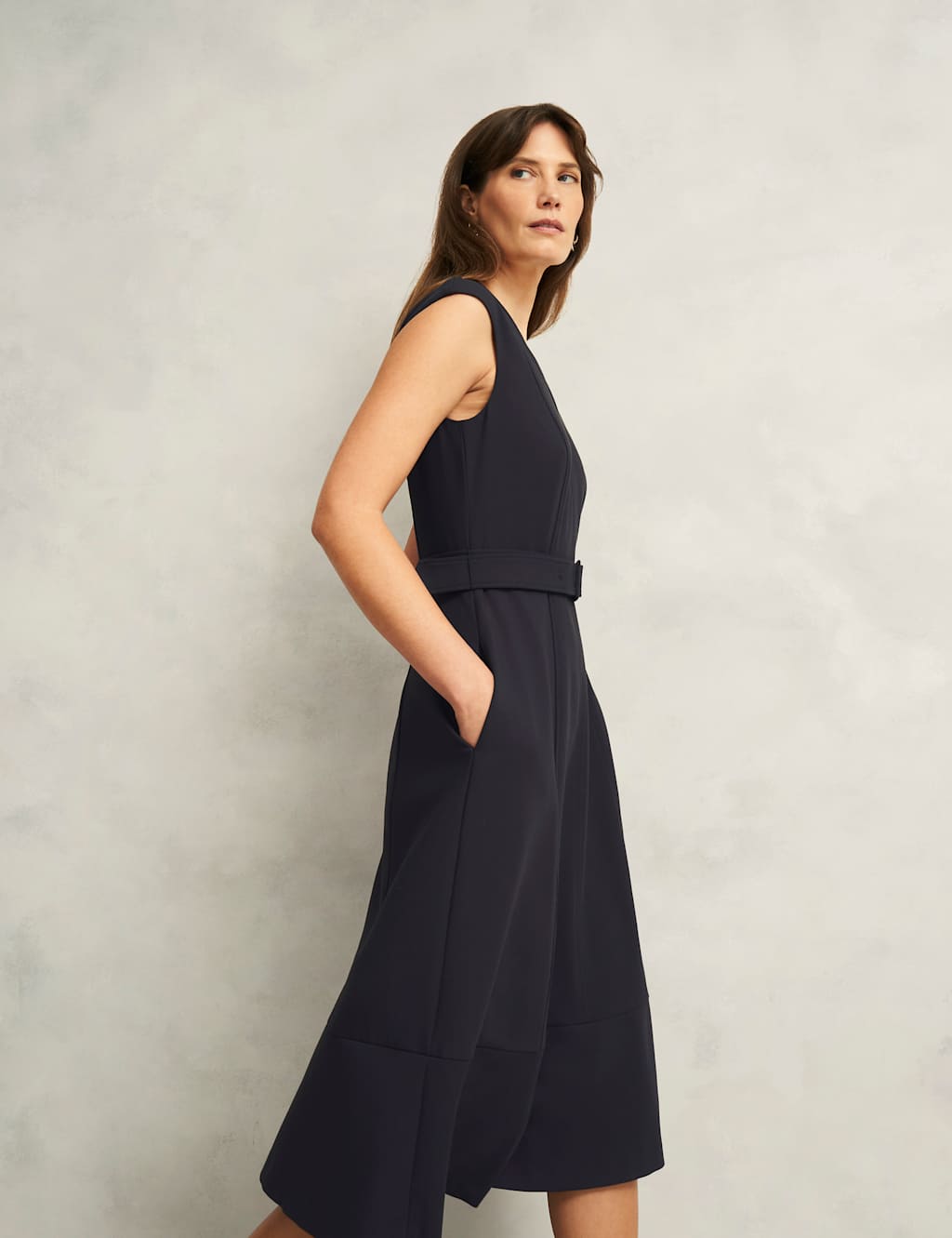 V-Neck Belted Midi Skater Dress 5 of 7