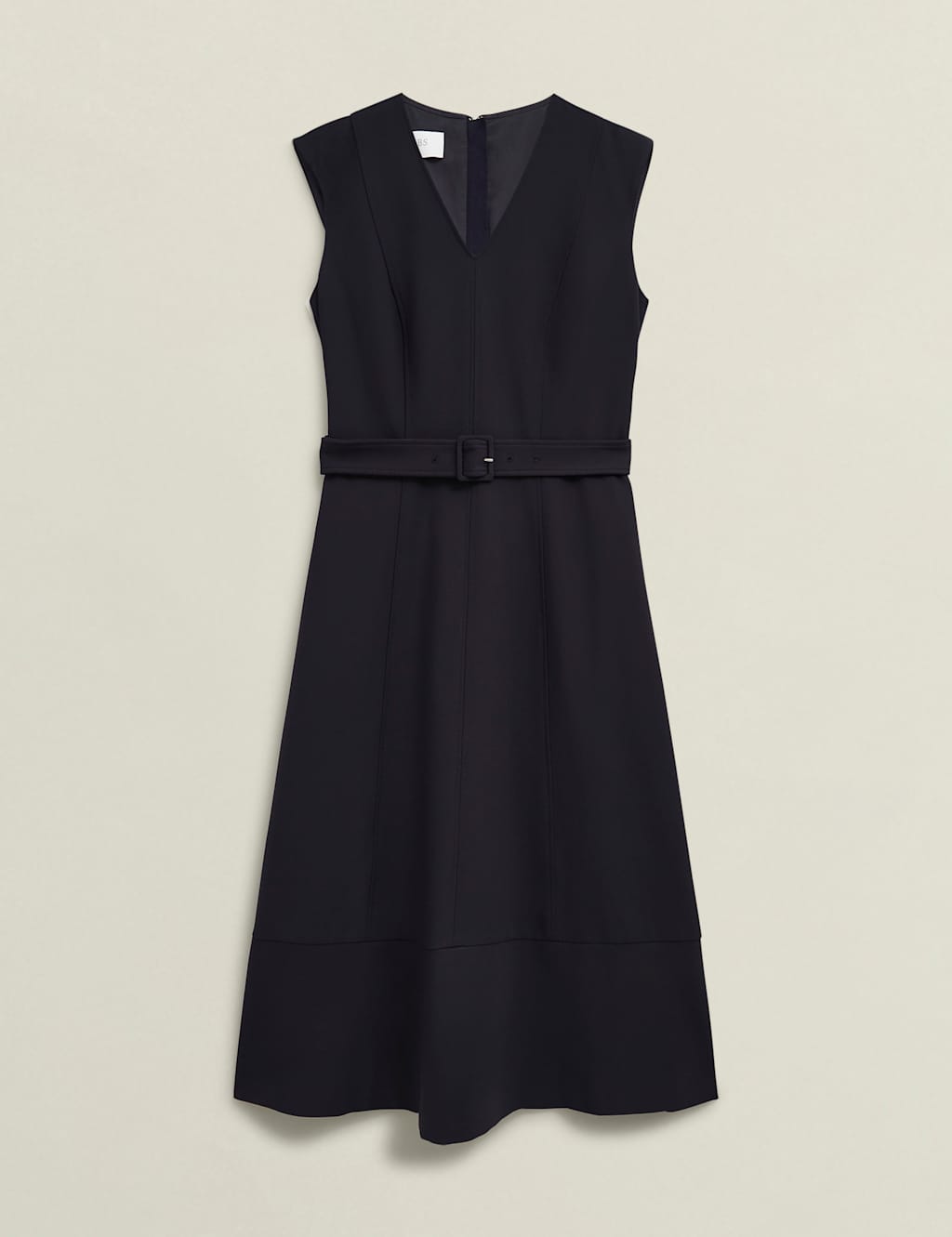 V-Neck Belted Midi Skater Dress 2 of 7