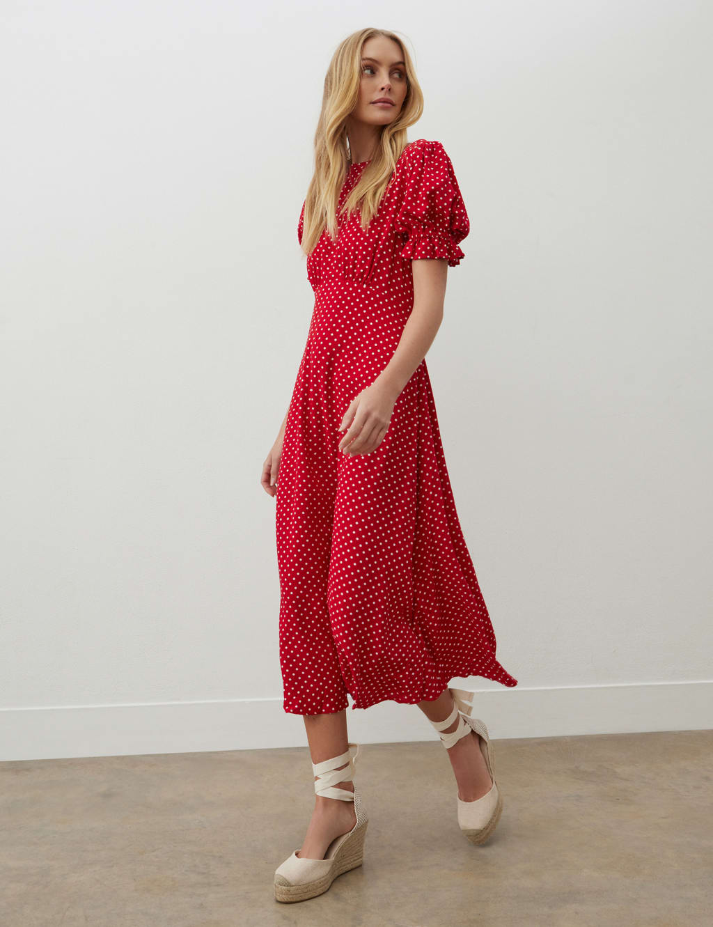 Polka Dot Midi Tea Dress 3 of 5