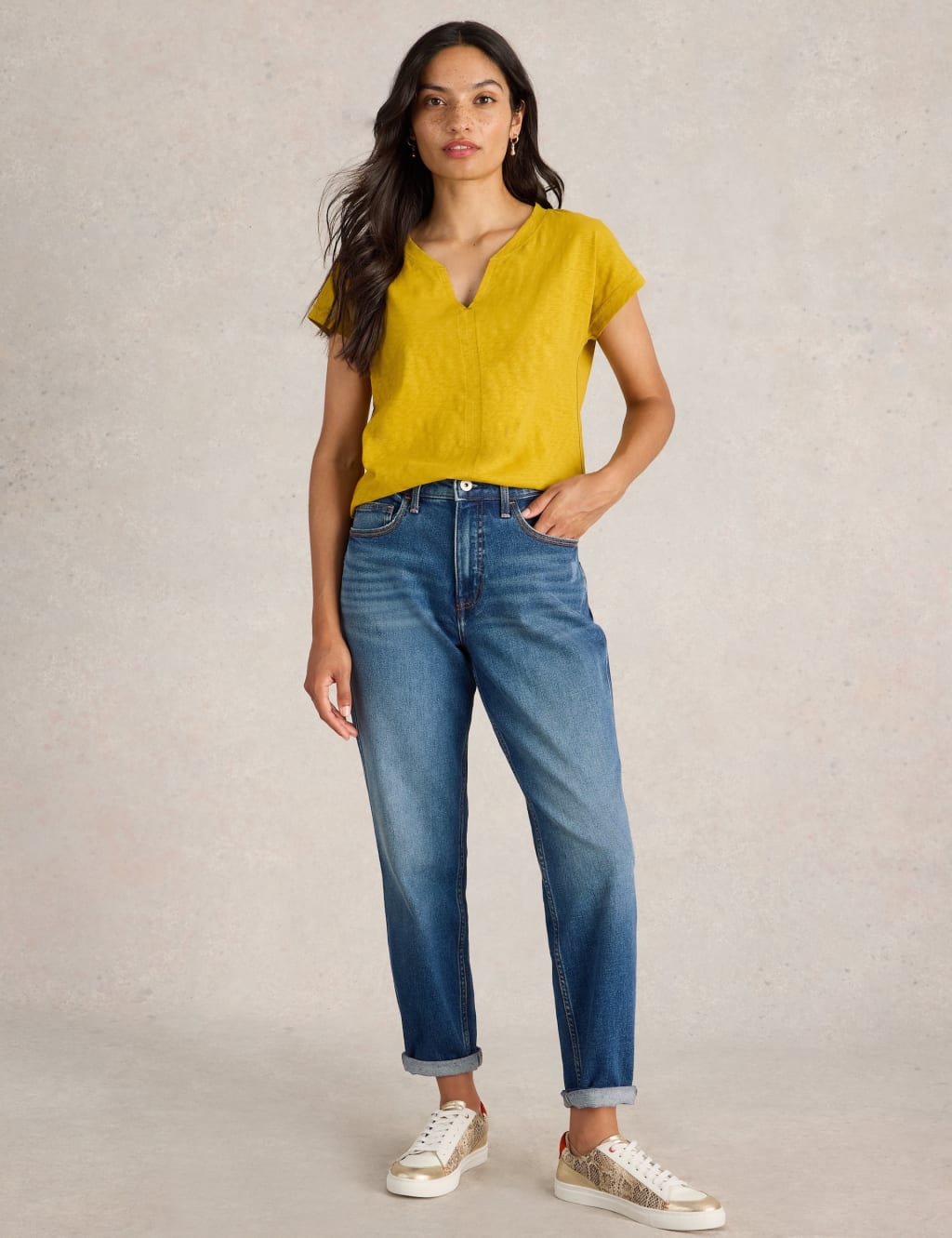 Pure Cotton Notch Neck T-Shirt 5 of 10